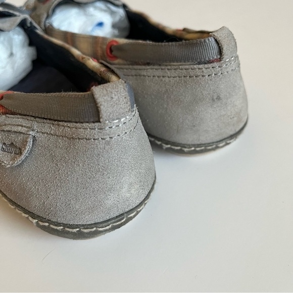 Simple Womens‎ Gray Suede Plaid Fabric Boat Shoes Sailing Flat Slip On Loafer - Picture 5 of 10